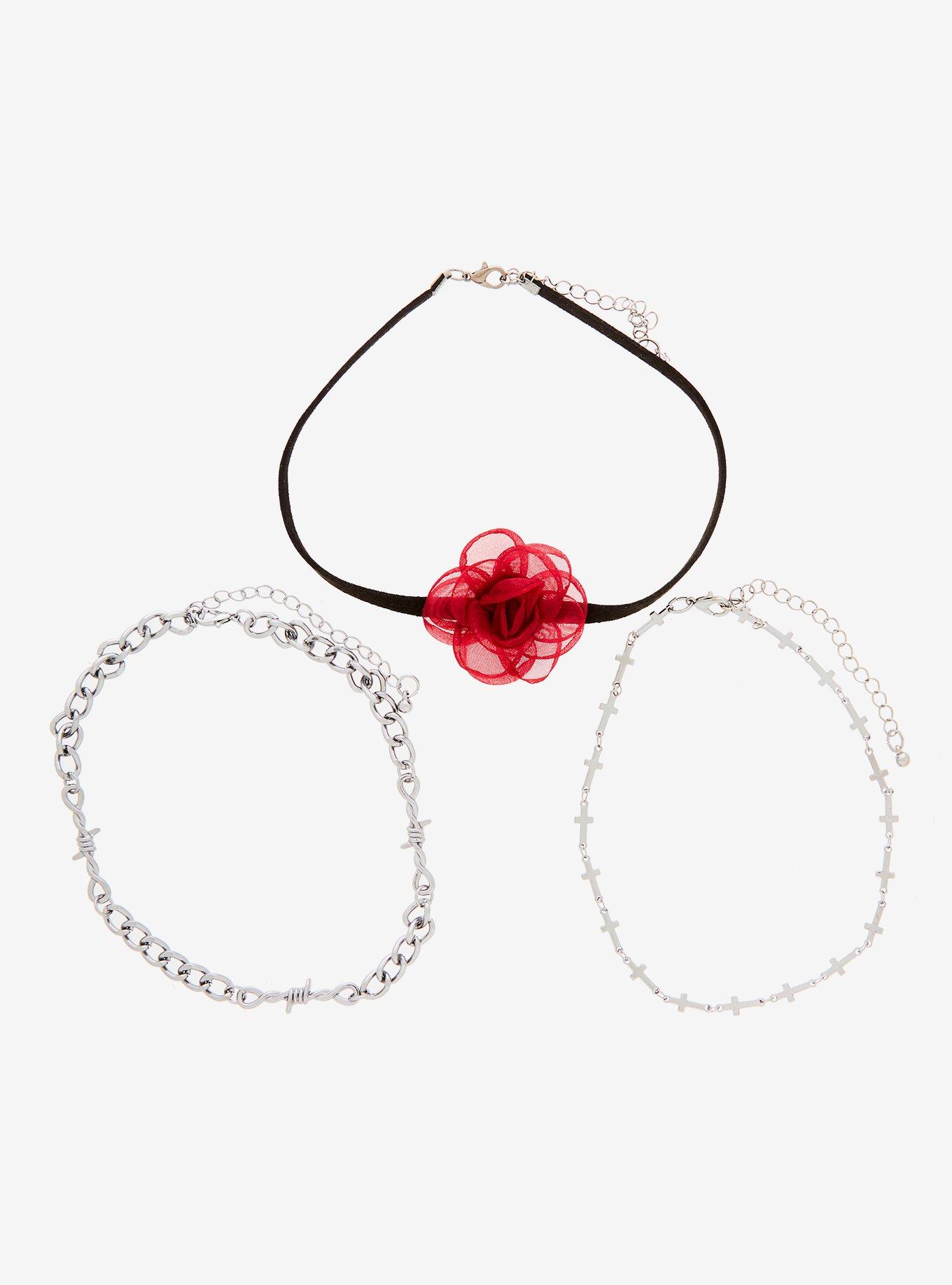 Thorn & Fable Rose Cross Choker Set, , alternate