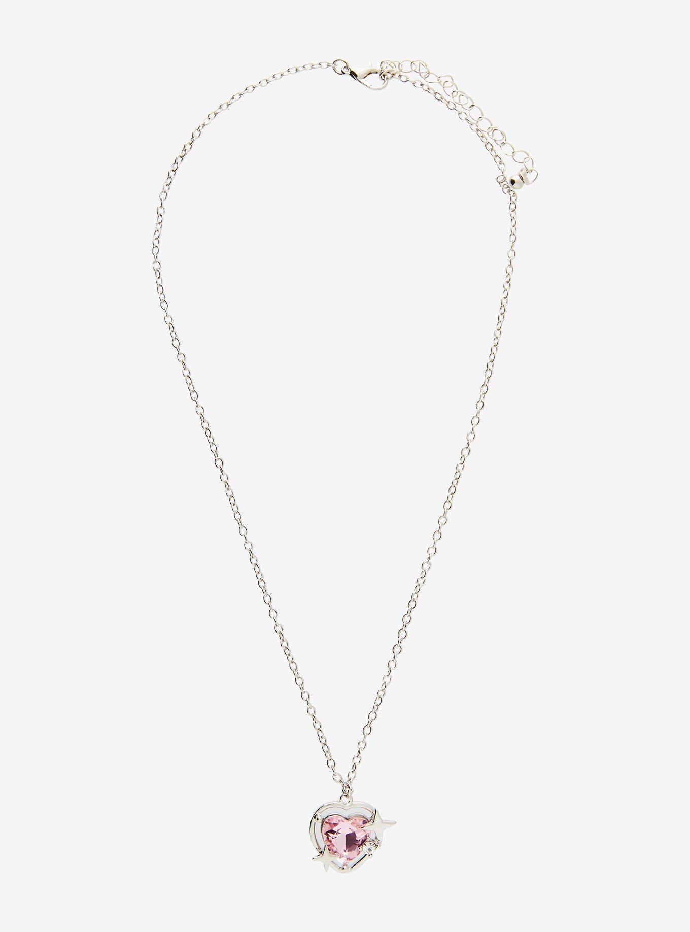 Pink Heart Star Necklace, , alternate