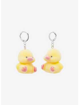 Chubby Felt Ducks Huggie Hoop Earrings, , hi-res