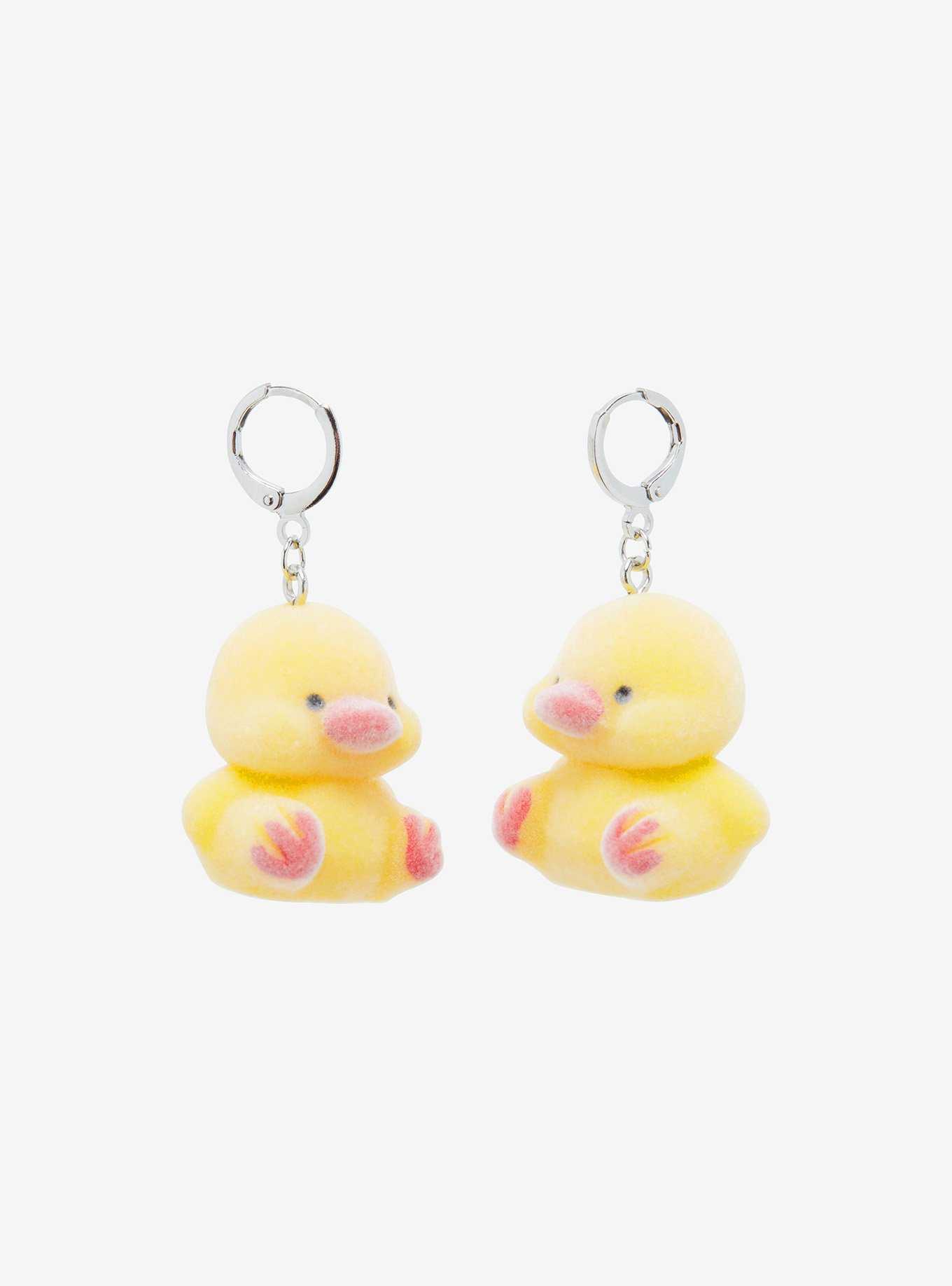Chubby Felt Ducks Huggie Hoop Earrings, , hi-res
