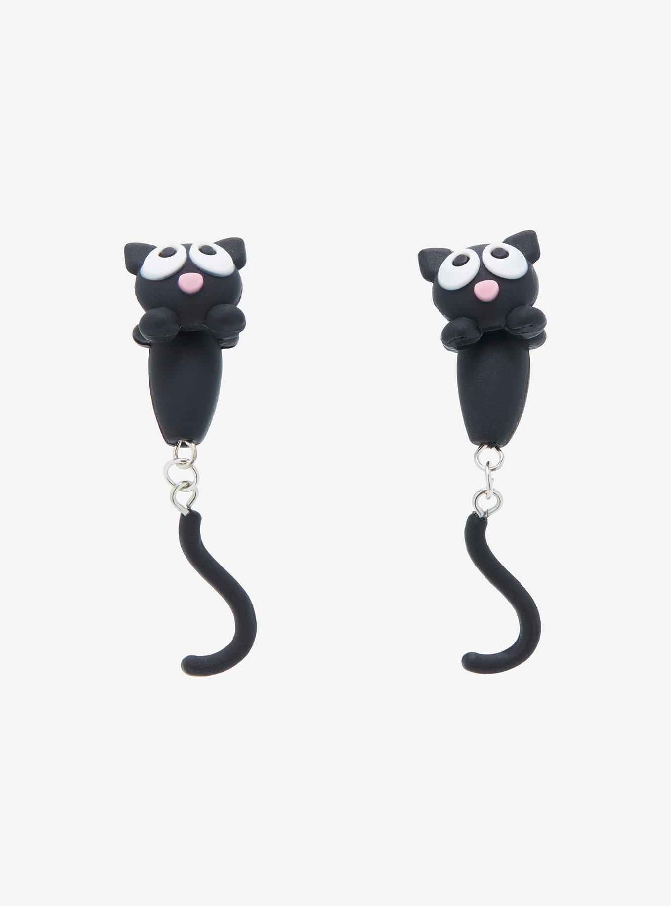 Black Cat Front/Back Earrings, , alternate