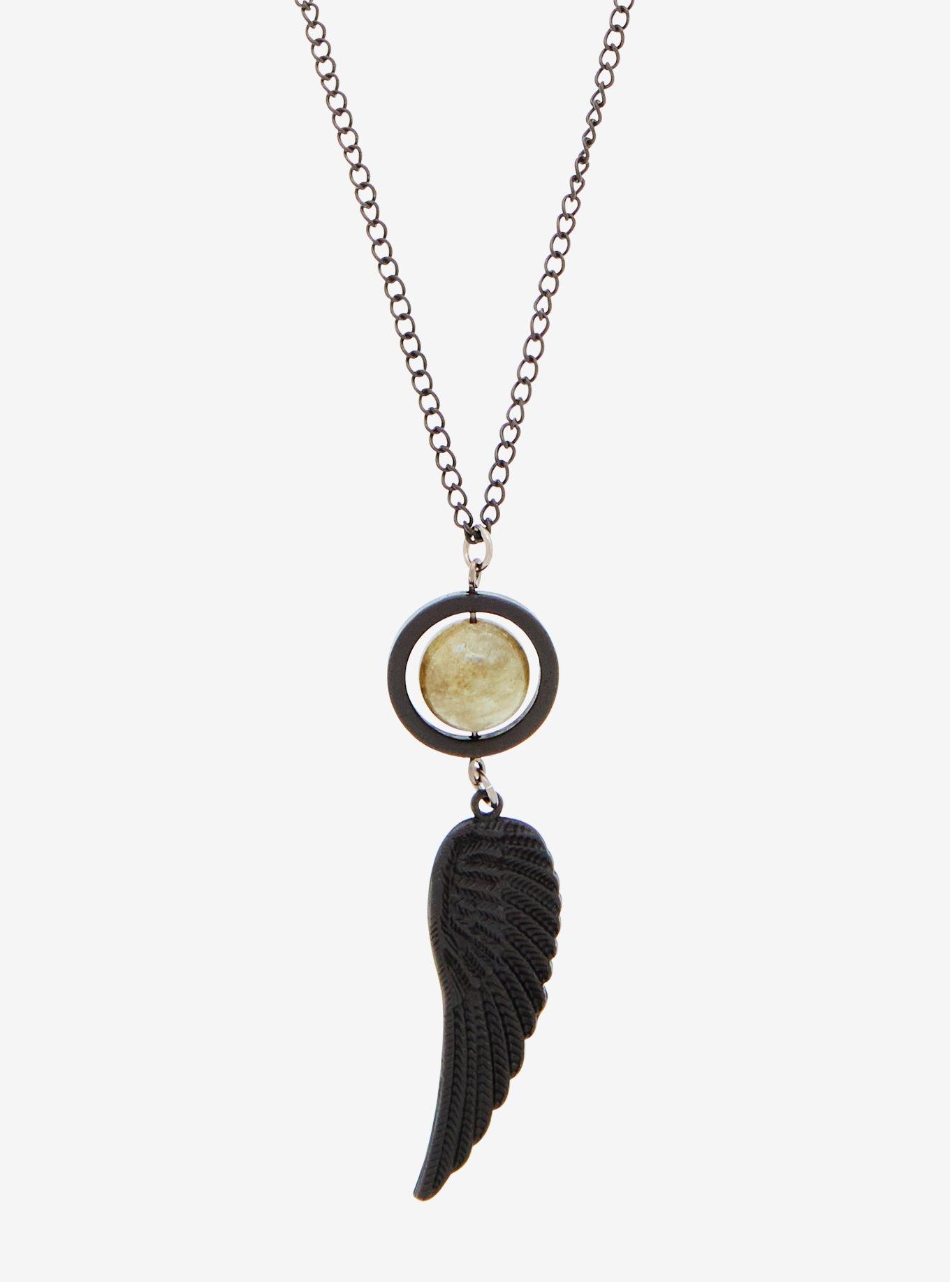 Social Collision Black Wing Stone Necklace, , hi-res
