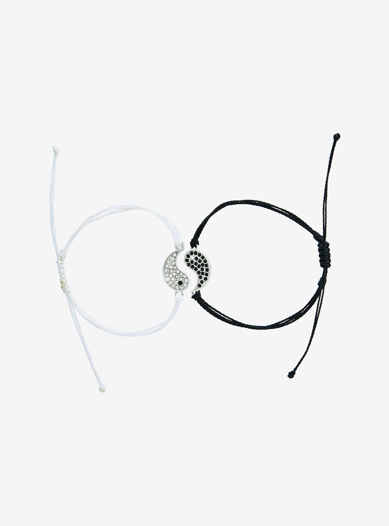 Thorn & Fable Yin-Yang Bling Best Friend Cord Bracelet Set, , alternate