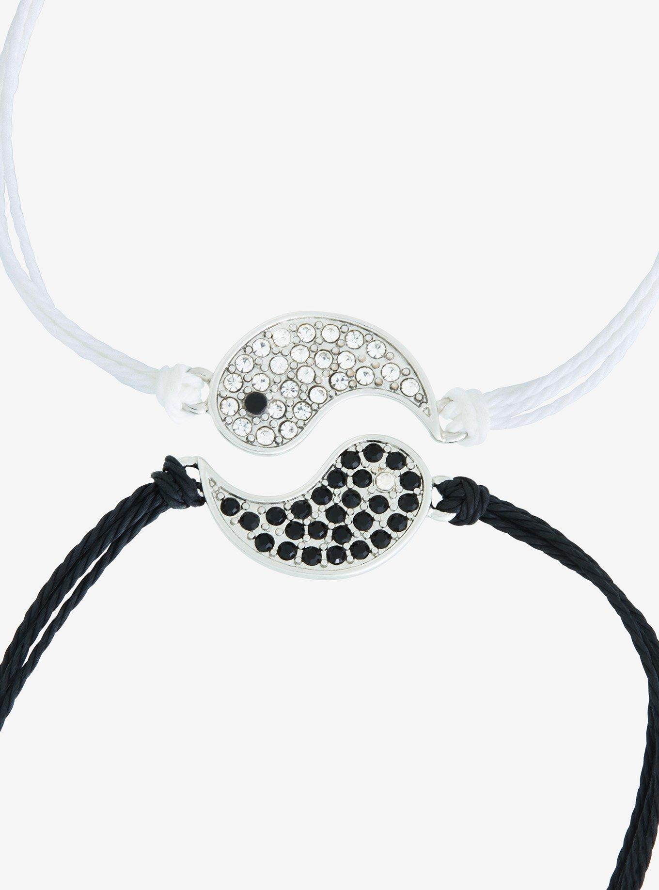 Thorn & Fable Yin-Yang Bling Best Friend Cord Bracelet Set, , alternate