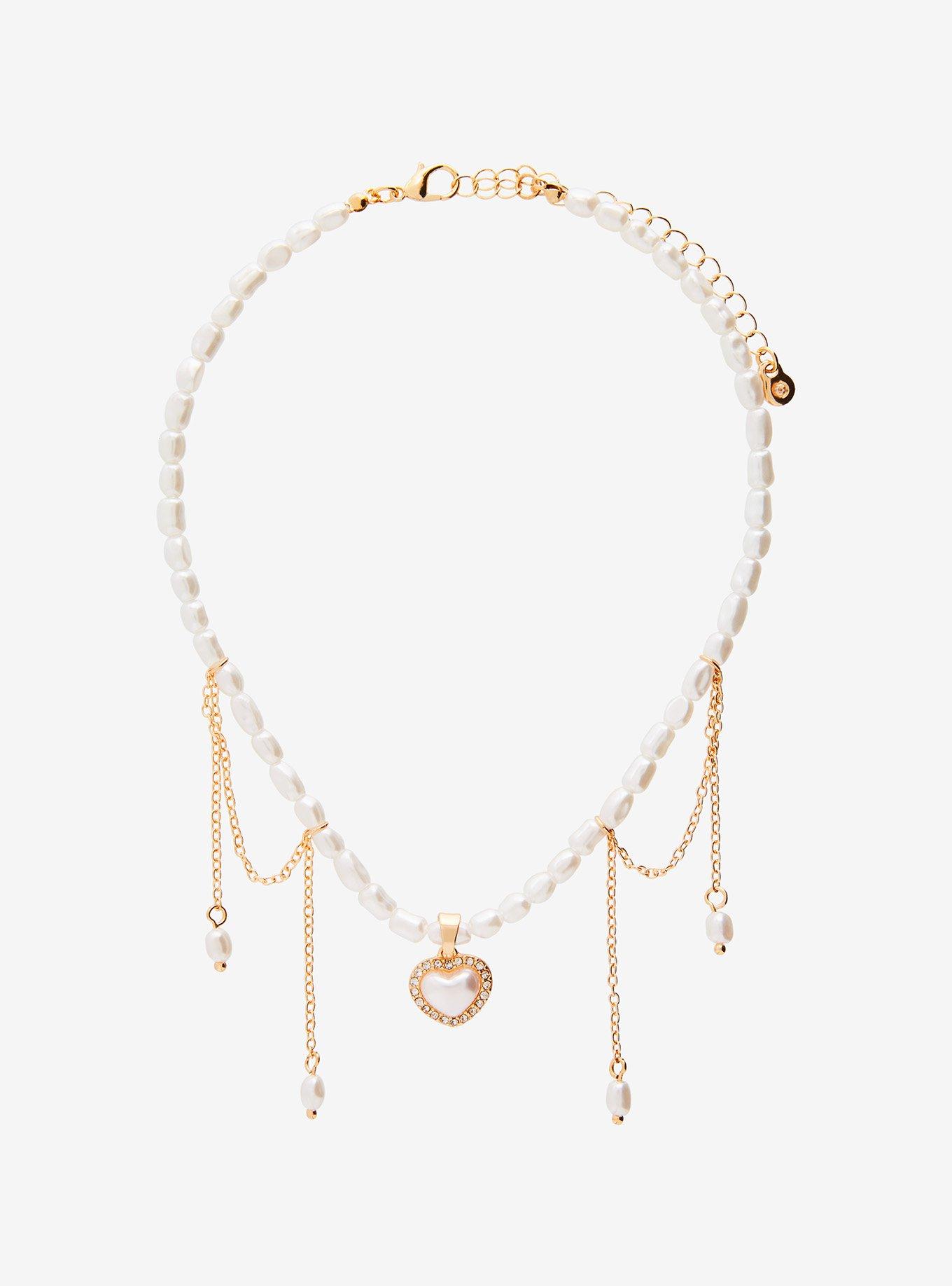 Sweet Society Pearl Heart Charm Choker, , alternate