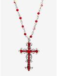 Red Gem Ornate Rosary Necklace, , alternate