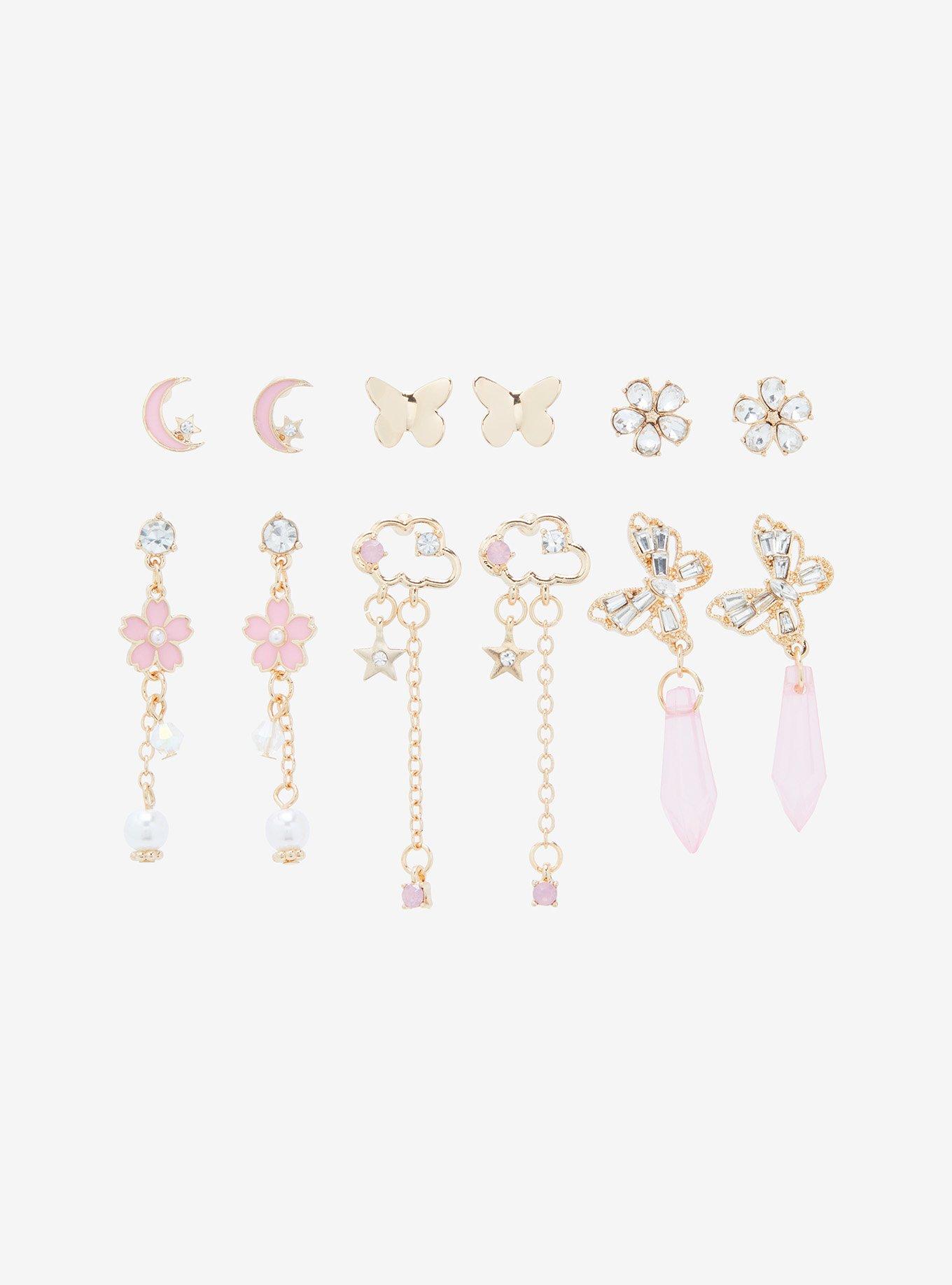 Sweet Society Sakura Butterfly Gem Earring Set, , alternate