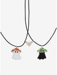 Mushroom Ghost Magnetic Heart Best Friend Cord Necklace Set, , alternate