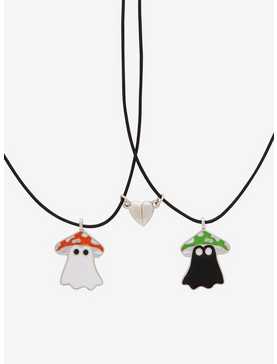 Mushroom Ghost Magnetic Heart Best Friend Cord Necklace Set, , hi-res