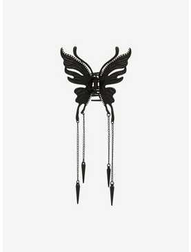 Black Butterfly Dangling Spike Claw Hair Clip, , hi-res