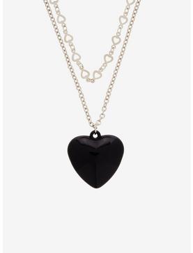 Black Heart Bubble Chain Choker Necklace Set, , hi-res