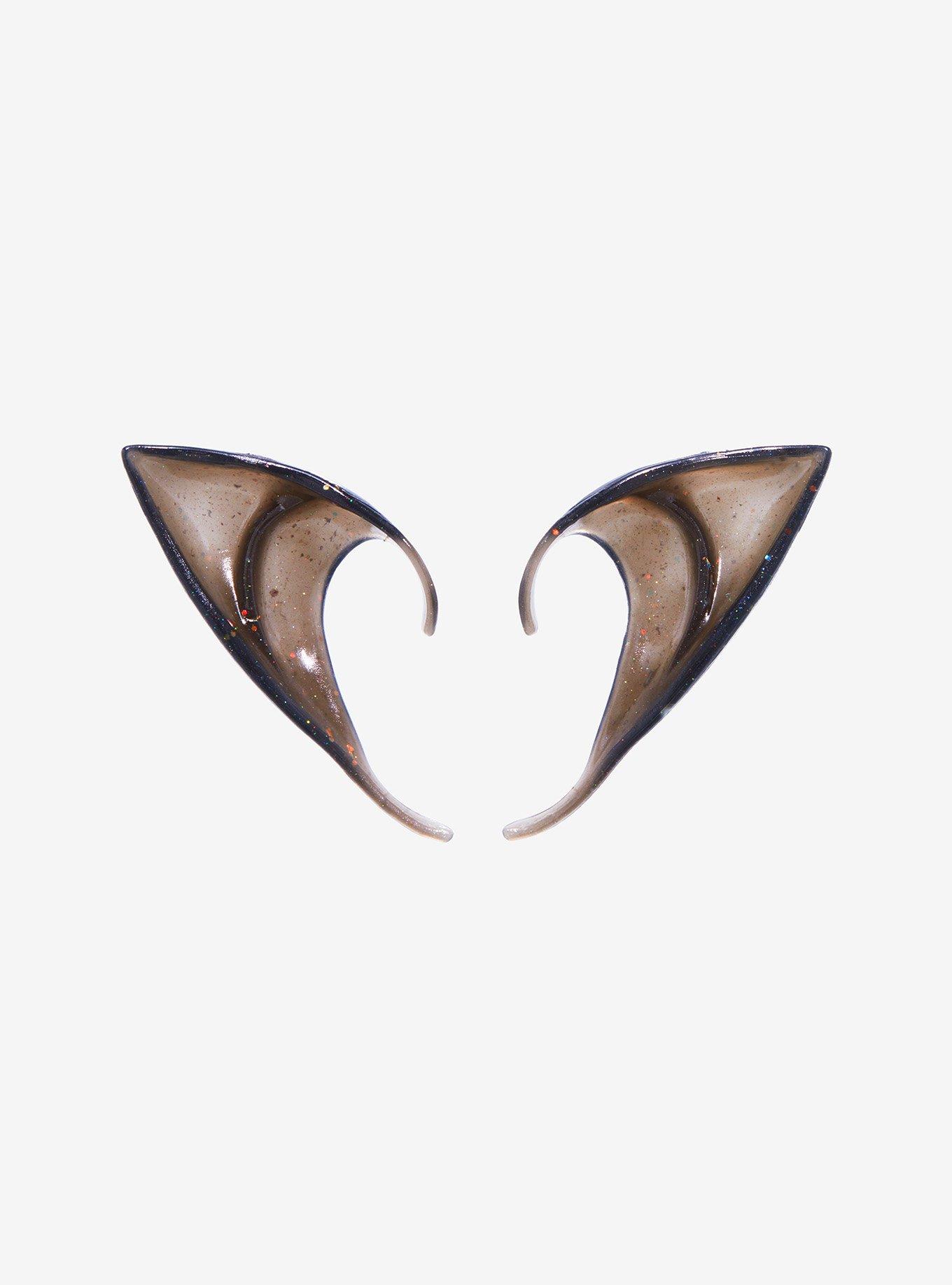 Cosmic Aura Fairy Black Sparkle Molded Ear Cuffs, , alternate