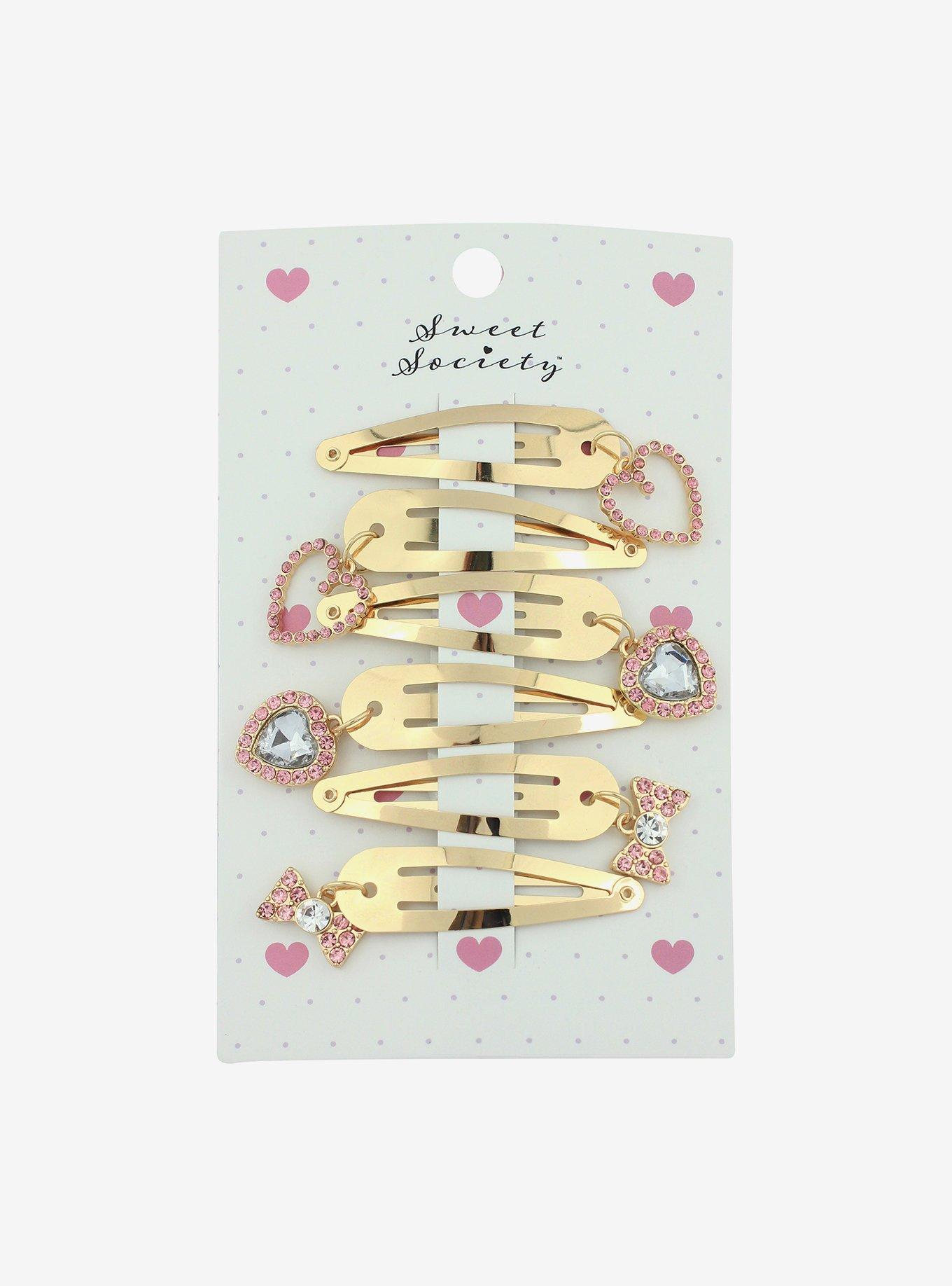 Sweet Society Heart Bow Hair Clip Set, , alternate