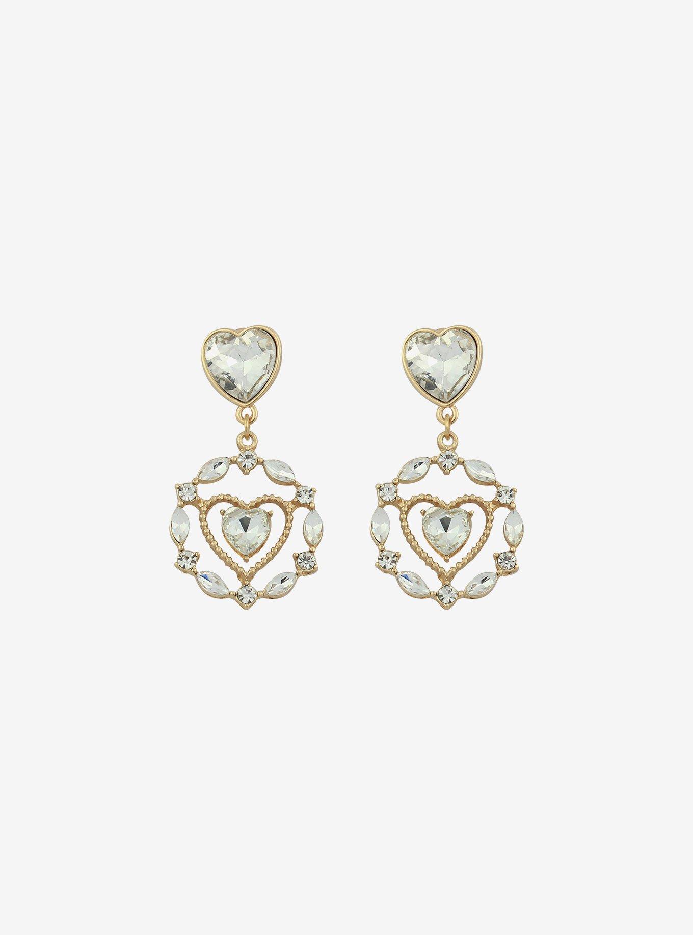 Sweet Society Ornate Heart Gem Earrings, , alternate - view 2