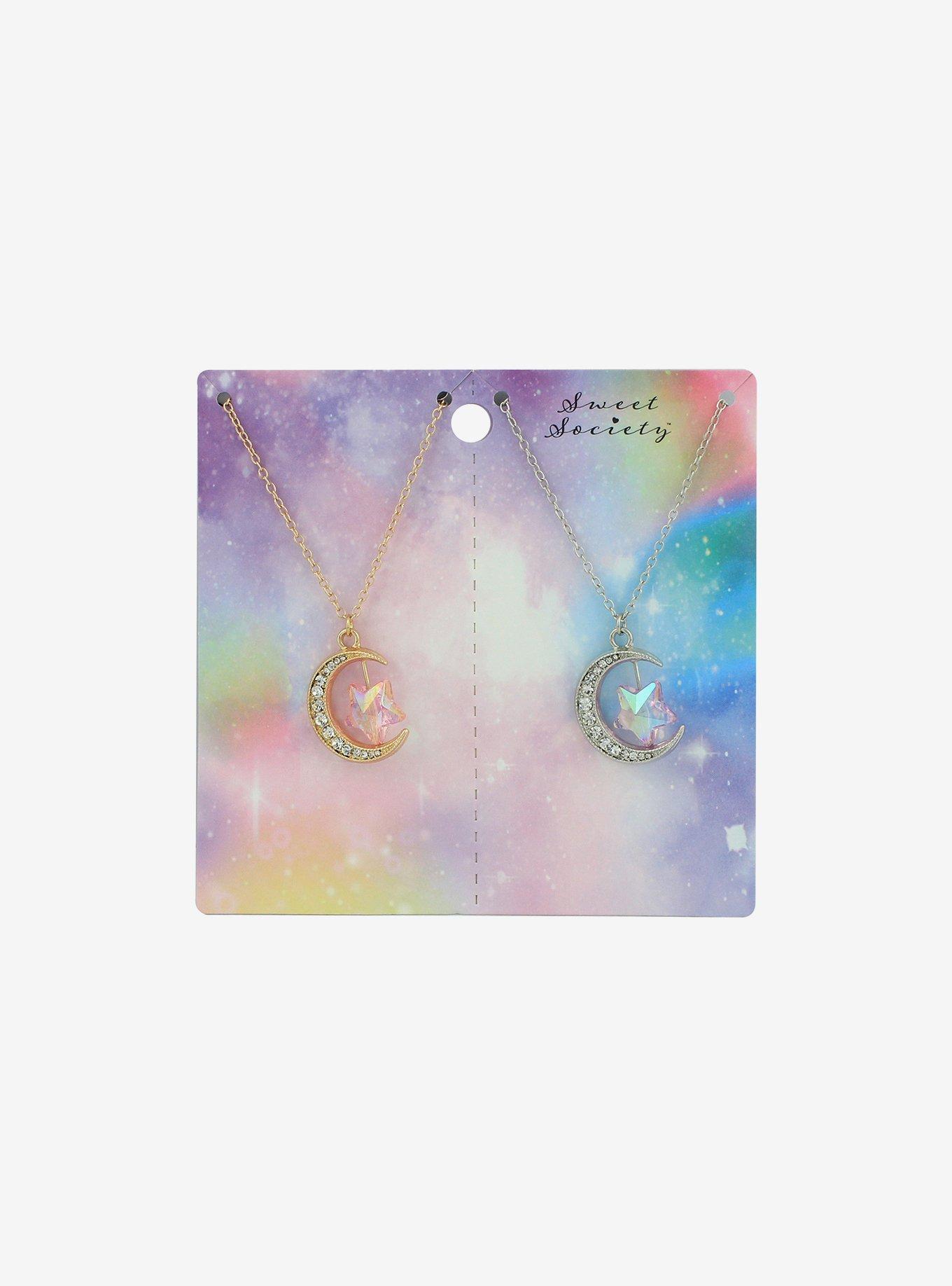 Sweet Society Crescent Moon Star Best Friend Necklace Set, , alternate