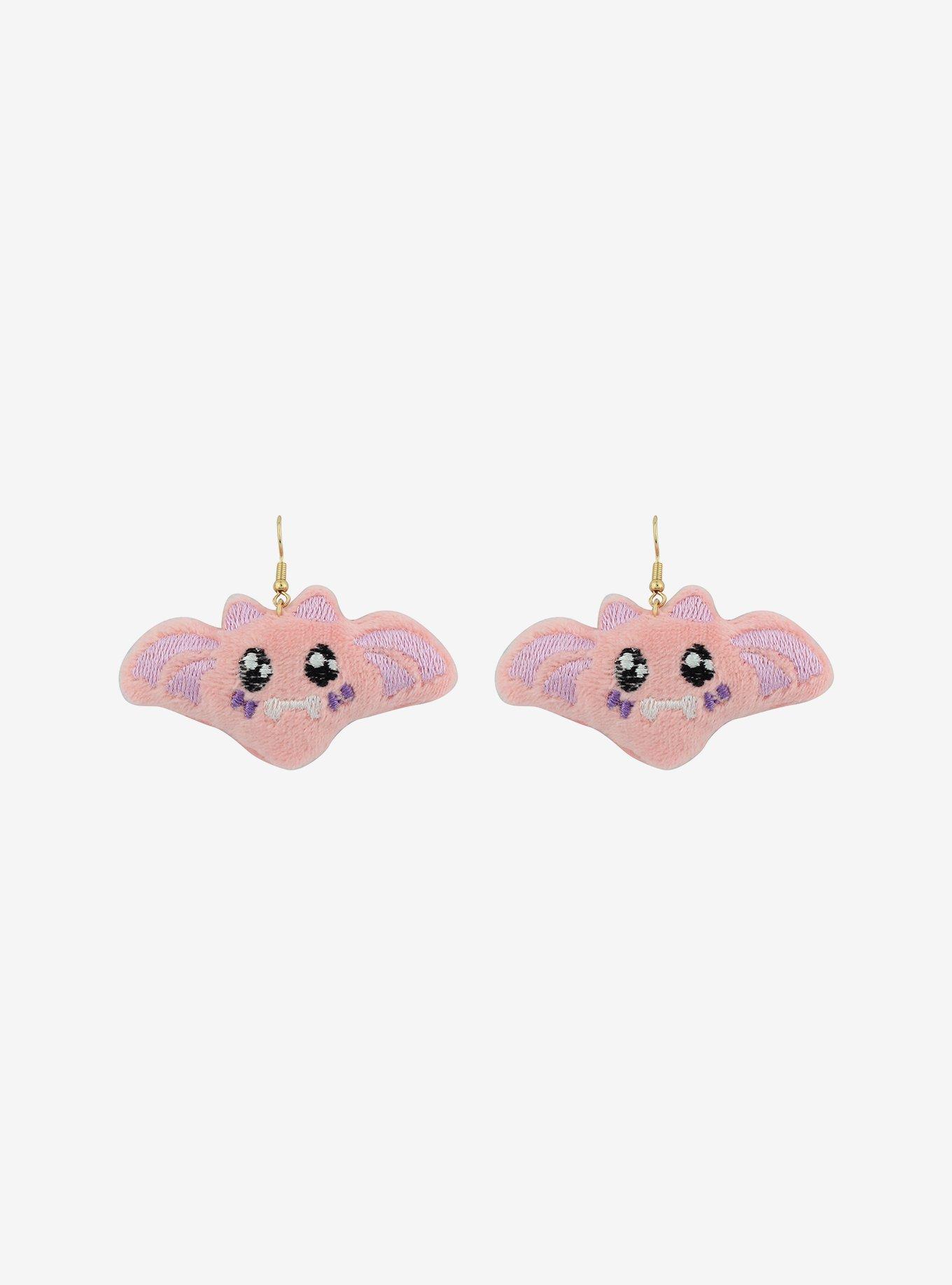 Sweet Society Pink Bat Plush Earrings | Hot Topic