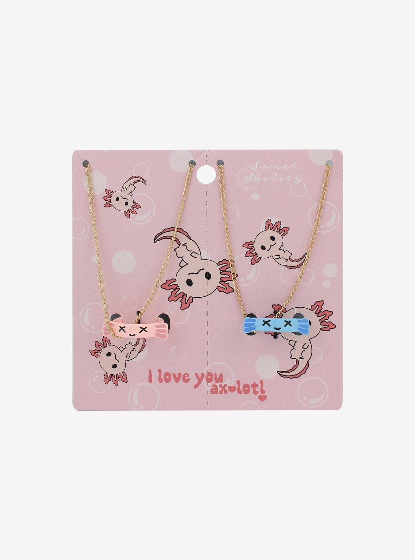 Sweet Society Pink & Blue Axolotl Best Friend Ring Necklace Set, , alternate