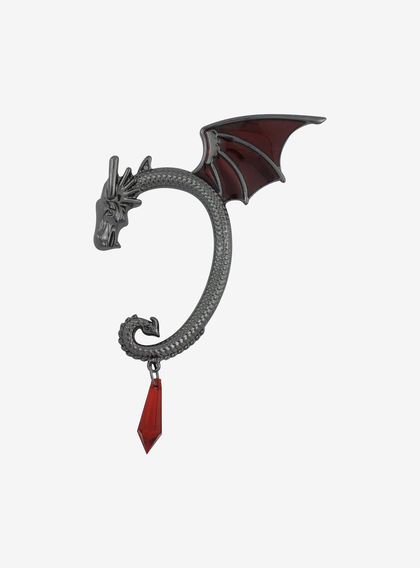 Cosmic Aura Red Dragon Gem Ear Cuff, , alternate