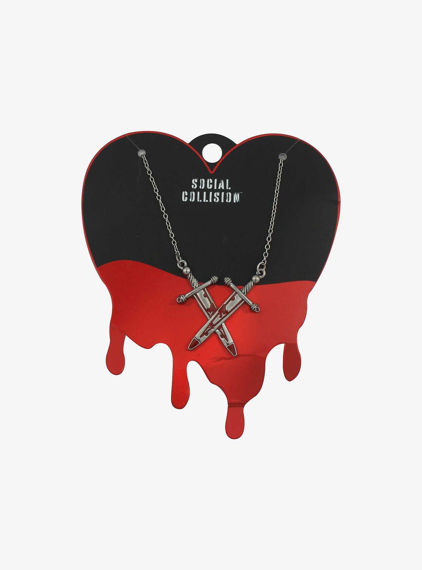Social Collision Bloody Daggers Necklace, , hi-res