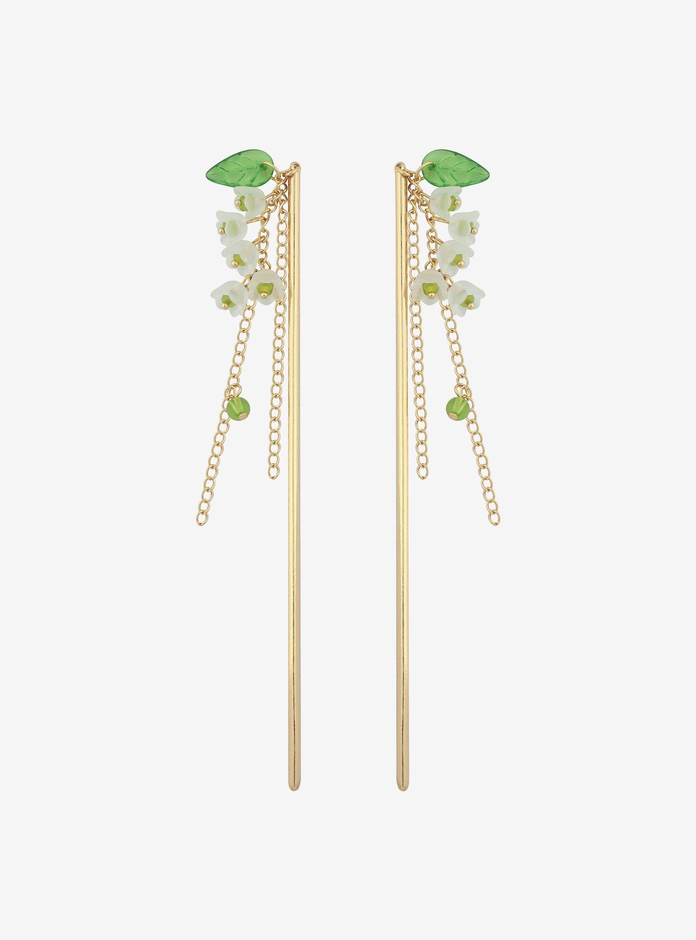 Thorn & Fable Dangling Flower Leaf Hair Stick Set, , alternate