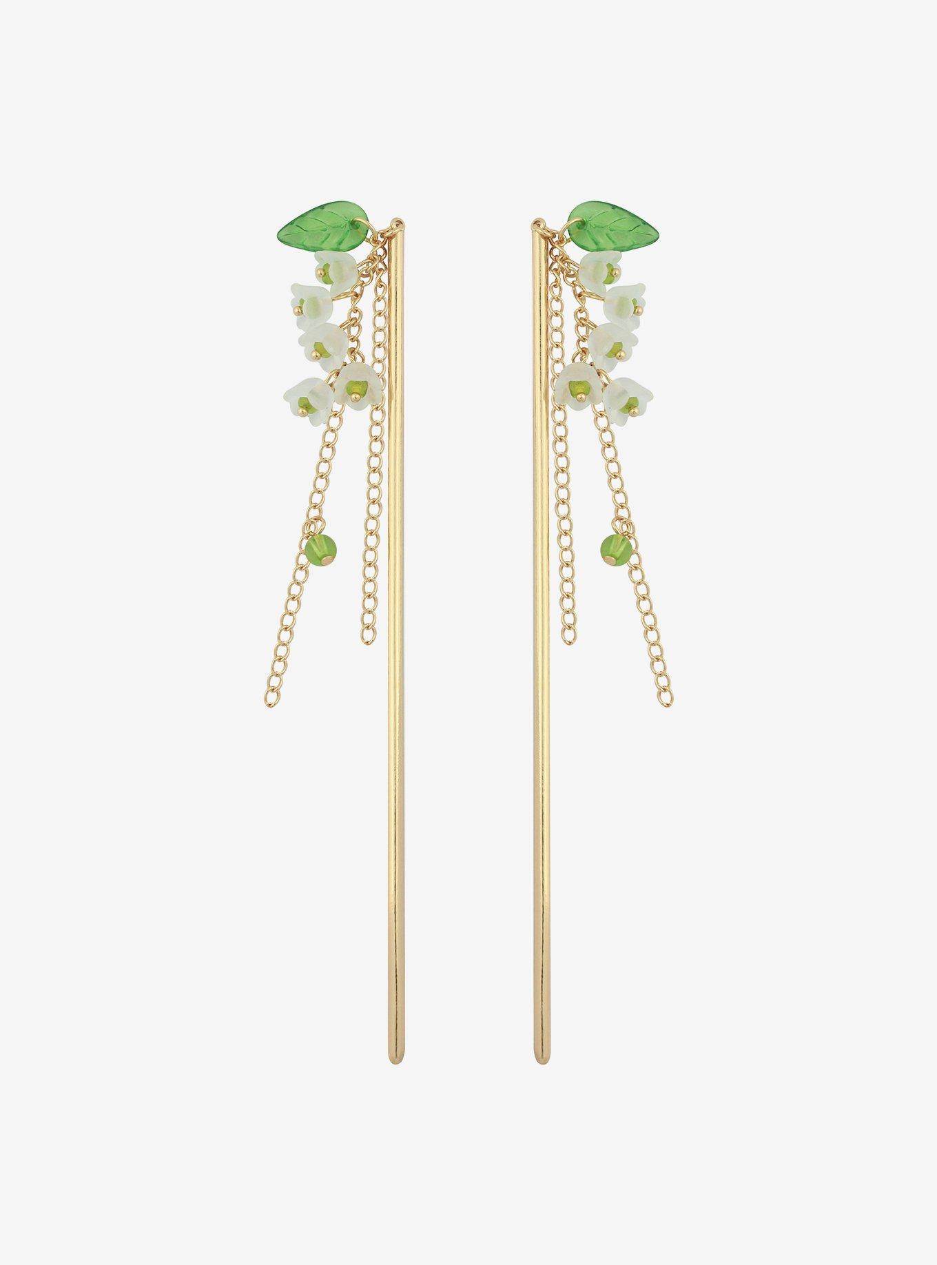 Thorn & Fable Dangling Flower Leaf Hair Stick Set, , hi-res