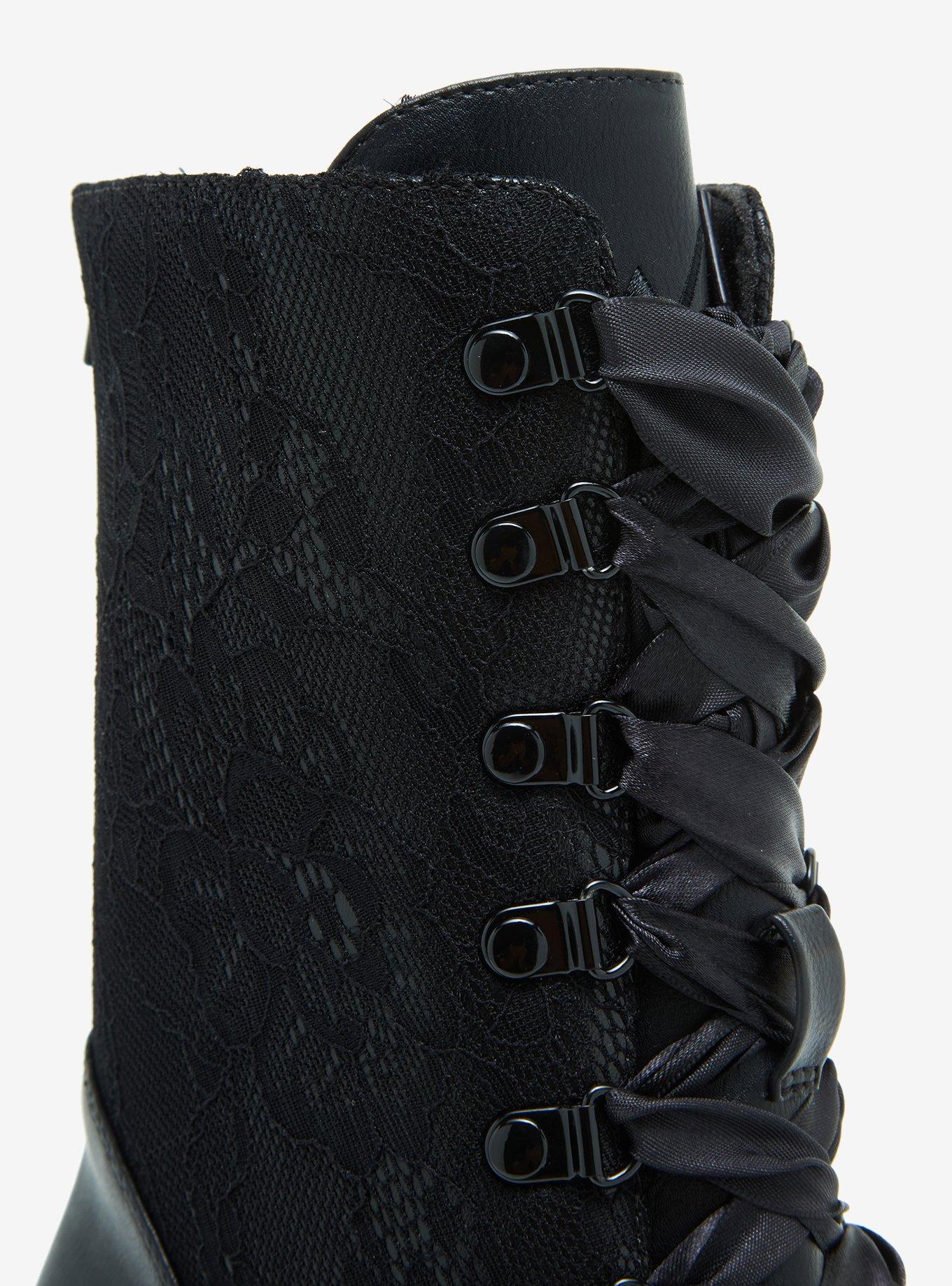 YRU Black Lace Platform Boots, MULTI, alternate
