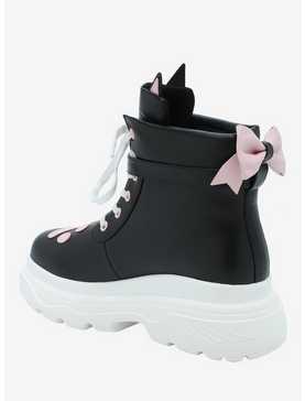 Black Cat Pink Bow Hi-Top Sneakers, , hi-res