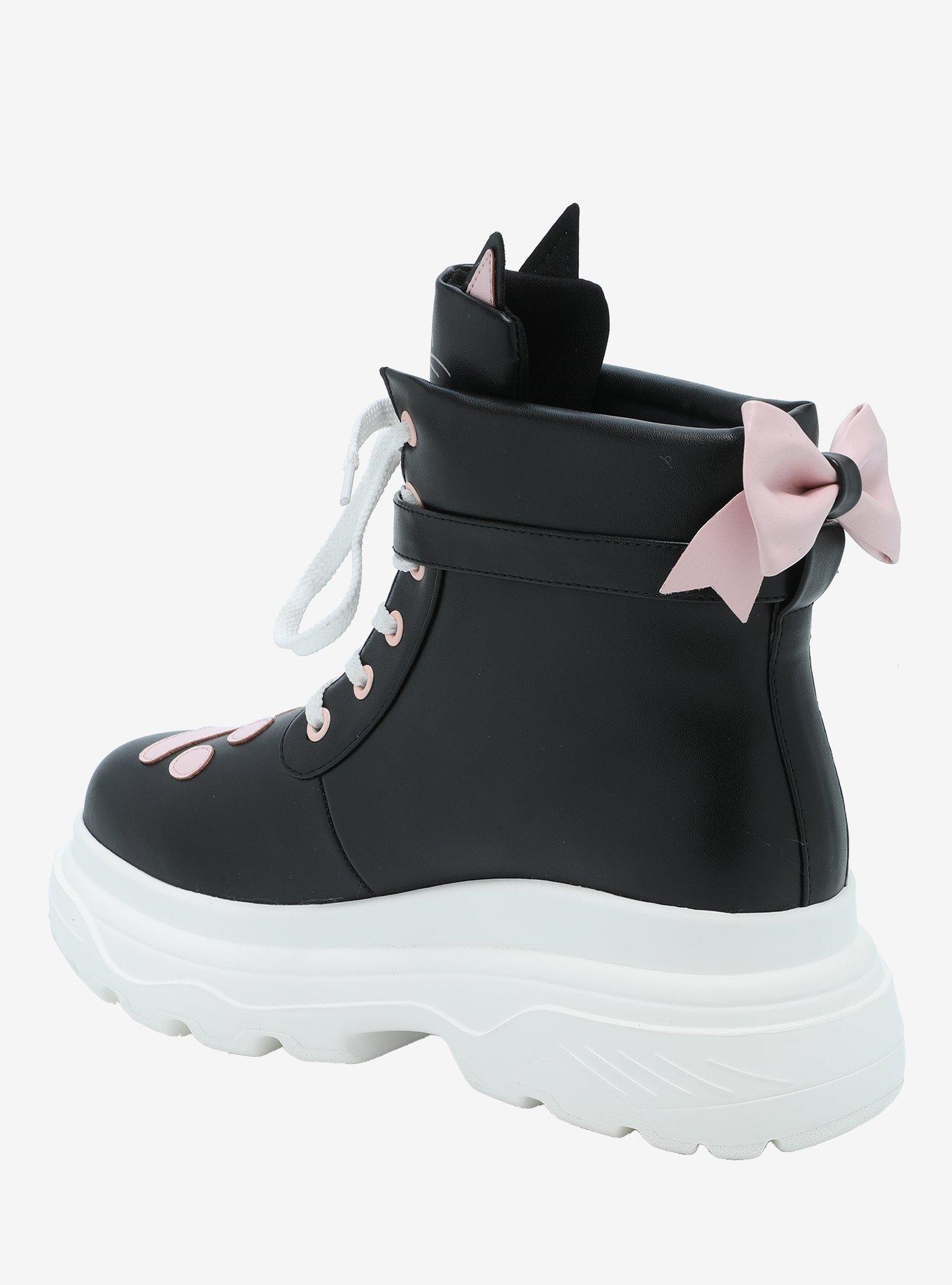 Black Cat Pink Bow Hi-Top Sneakers, MULTI, alternate