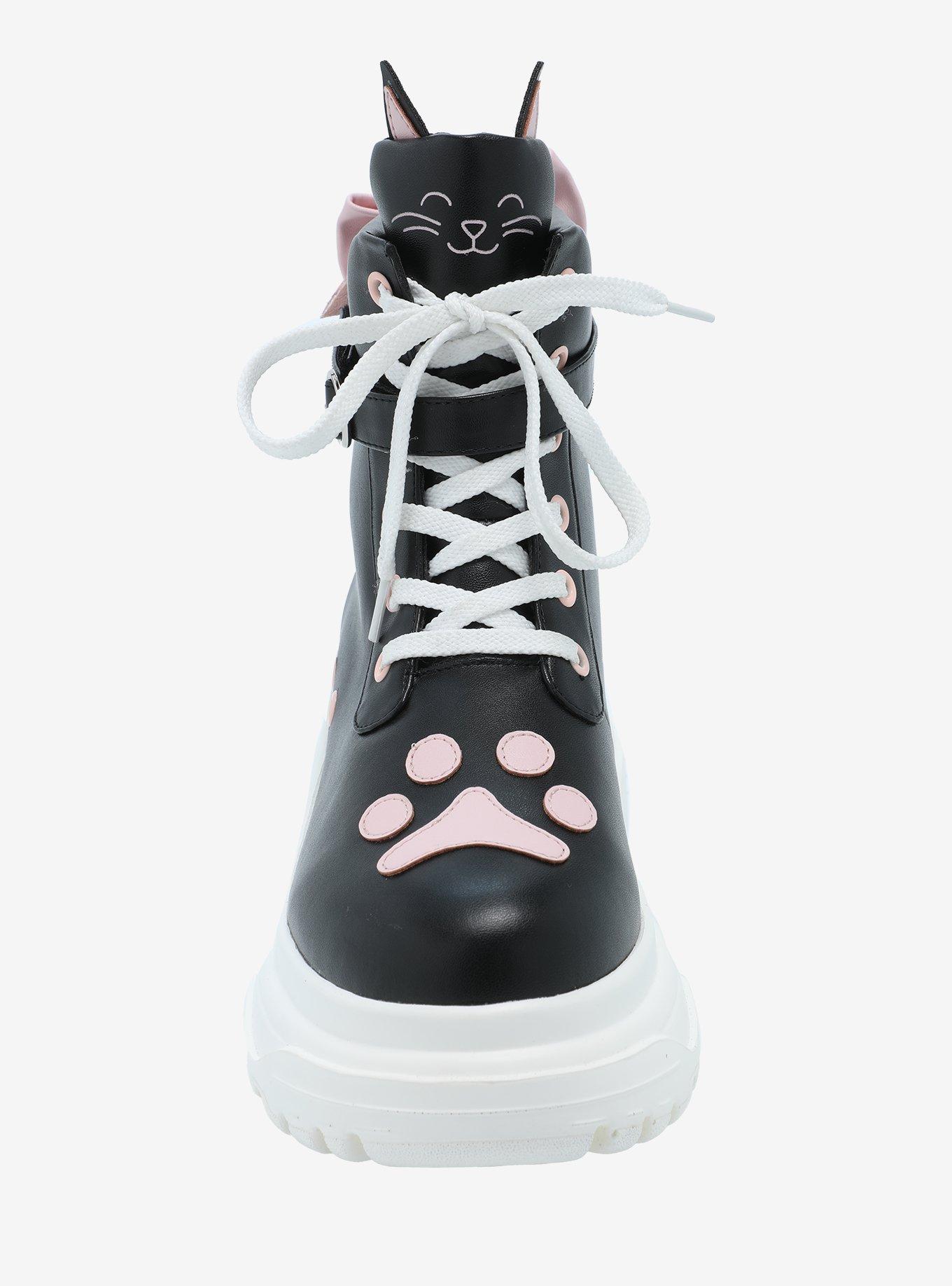 Black Cat Pink Bow Hi-Top Sneakers, MULTI, alternate