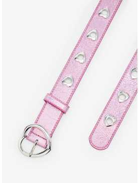 Pink Glitter Heart Grommet Belt, , hi-res