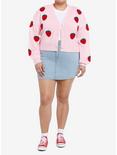 Sweet Society Strawberry Patch Girls Crop Cardigan Plus Size, PINK, alternate