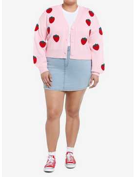 Sweet Society Strawberry Patch Girls Crop Cardigan Plus Size, , hi-res