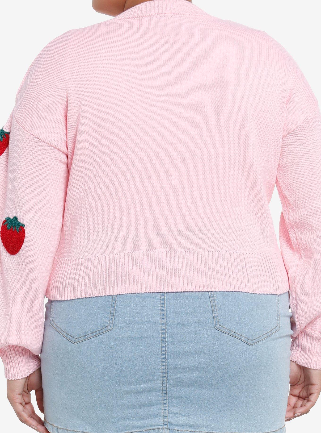 Sweet Society Strawberry Patch Girls Crop Cardigan Plus Size, PINK, alternate