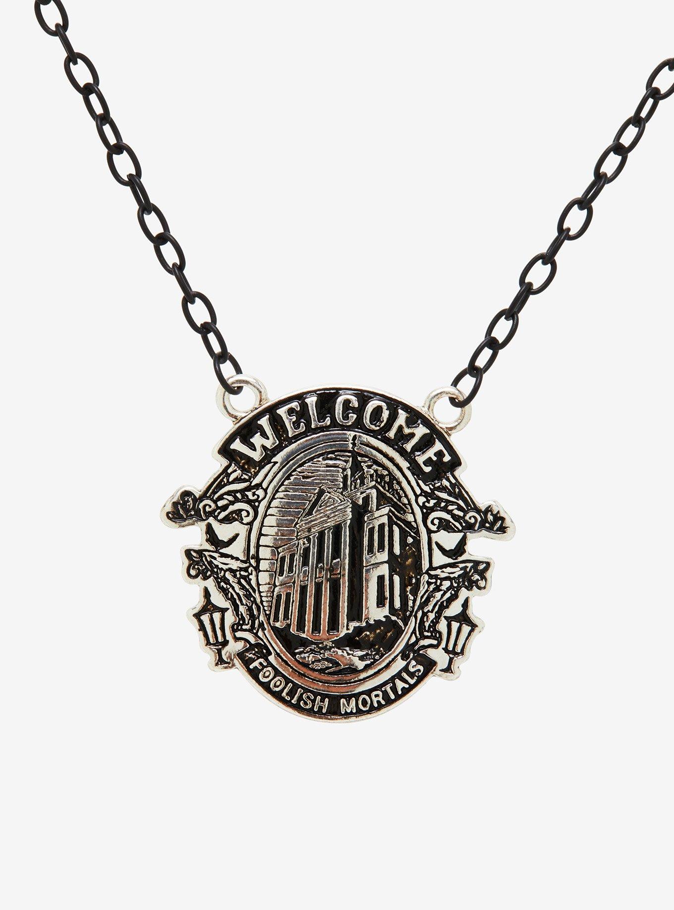 Disney The Haunted Mansion Welcome Foolish Mortals Pendant Necklace - BoxLunch Exclusive, , alternate