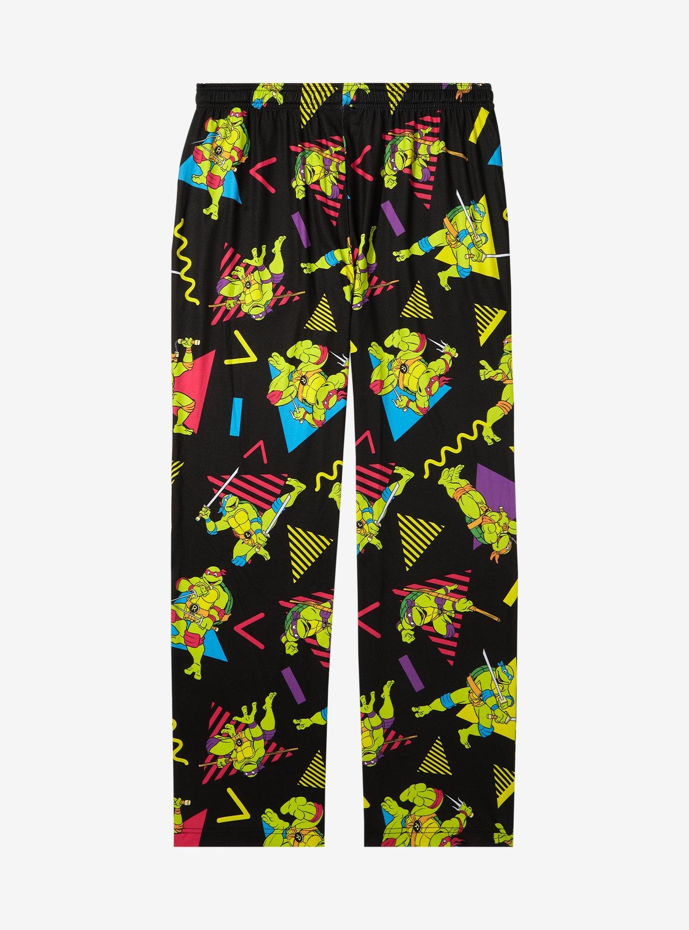 Teenage Mutant Ninja Turtles Retro Portraits Allover Print Plus Size Sleep Pants - BoxLunch Exclusive, BLACK, alternate