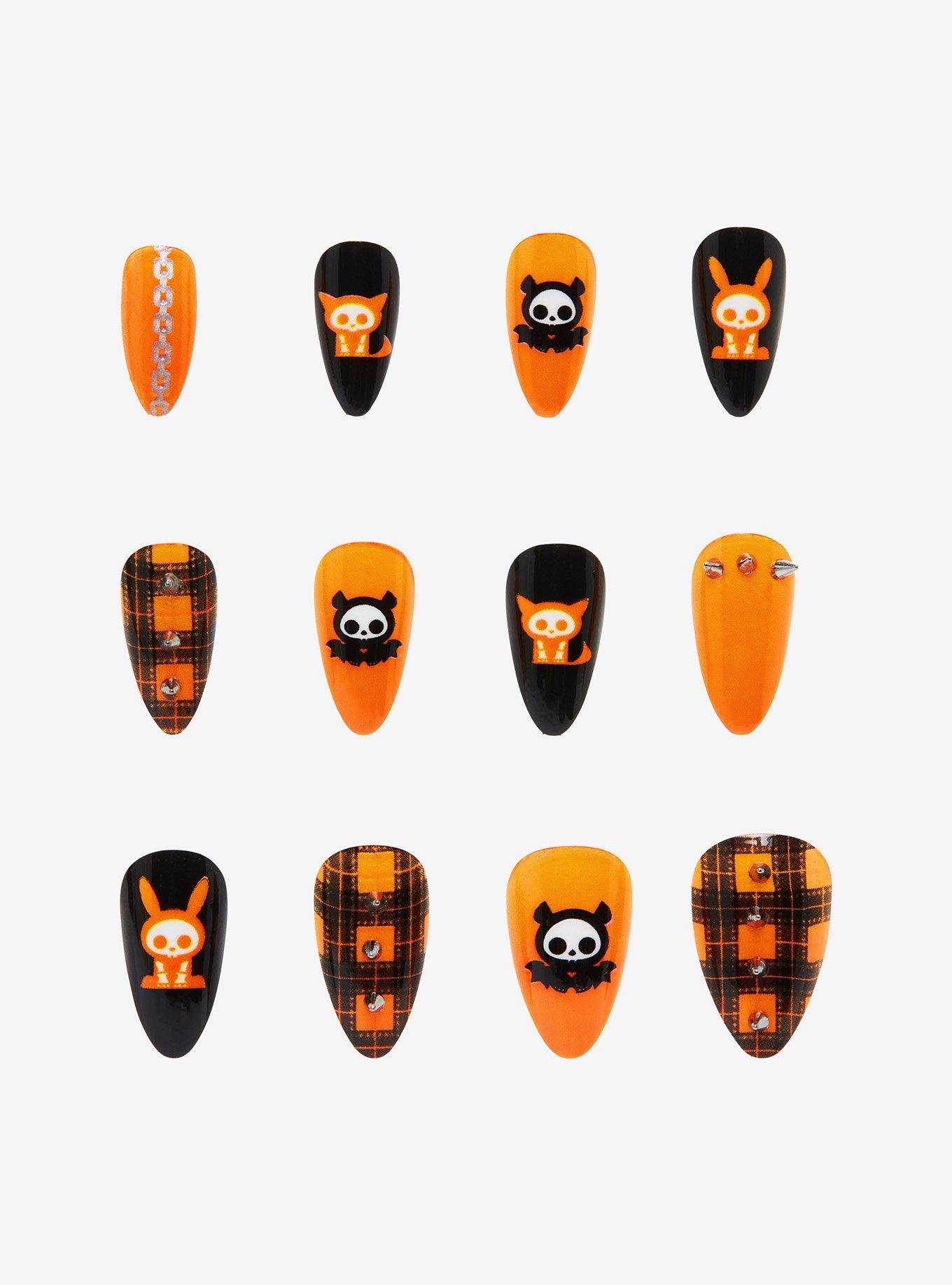 Skelanimals Orange Faux Nail Set, , hi-res