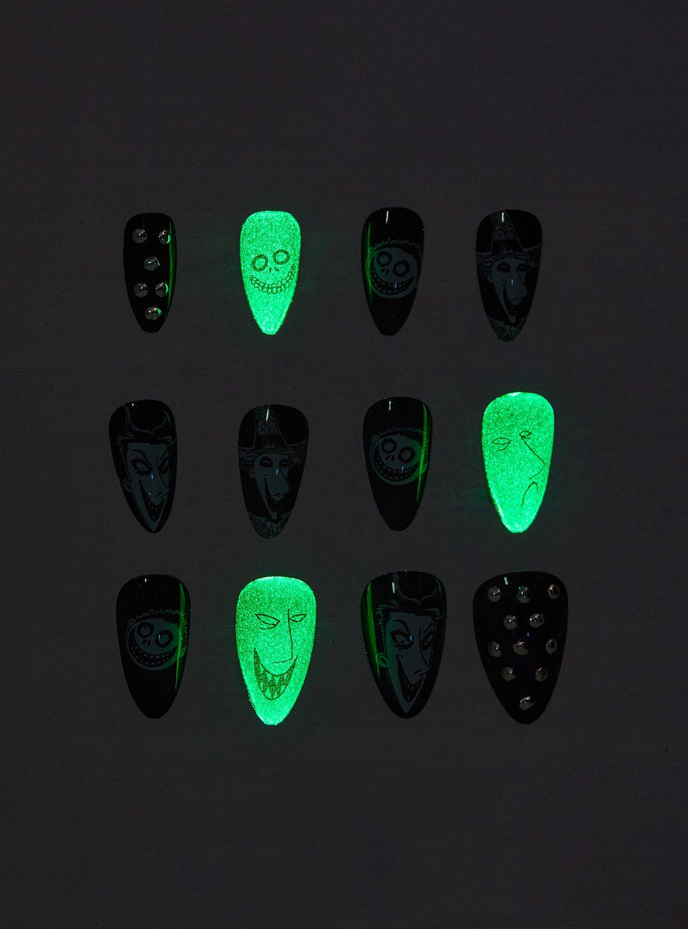 The Nightmare Before Christmas Glow-In-The-Dark Faux Nail Set, , alternate