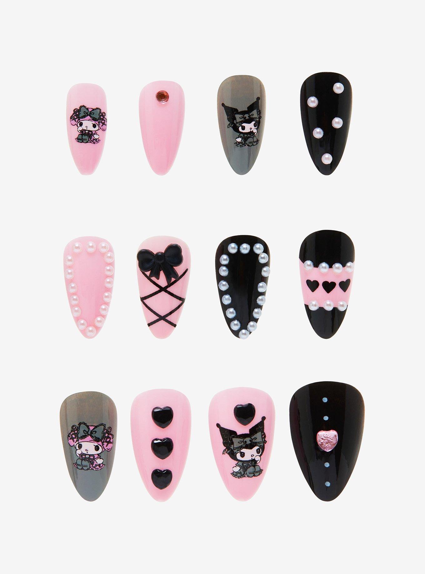 My Melody & Kuromi Lolita Faux Nail Set, , hi-res