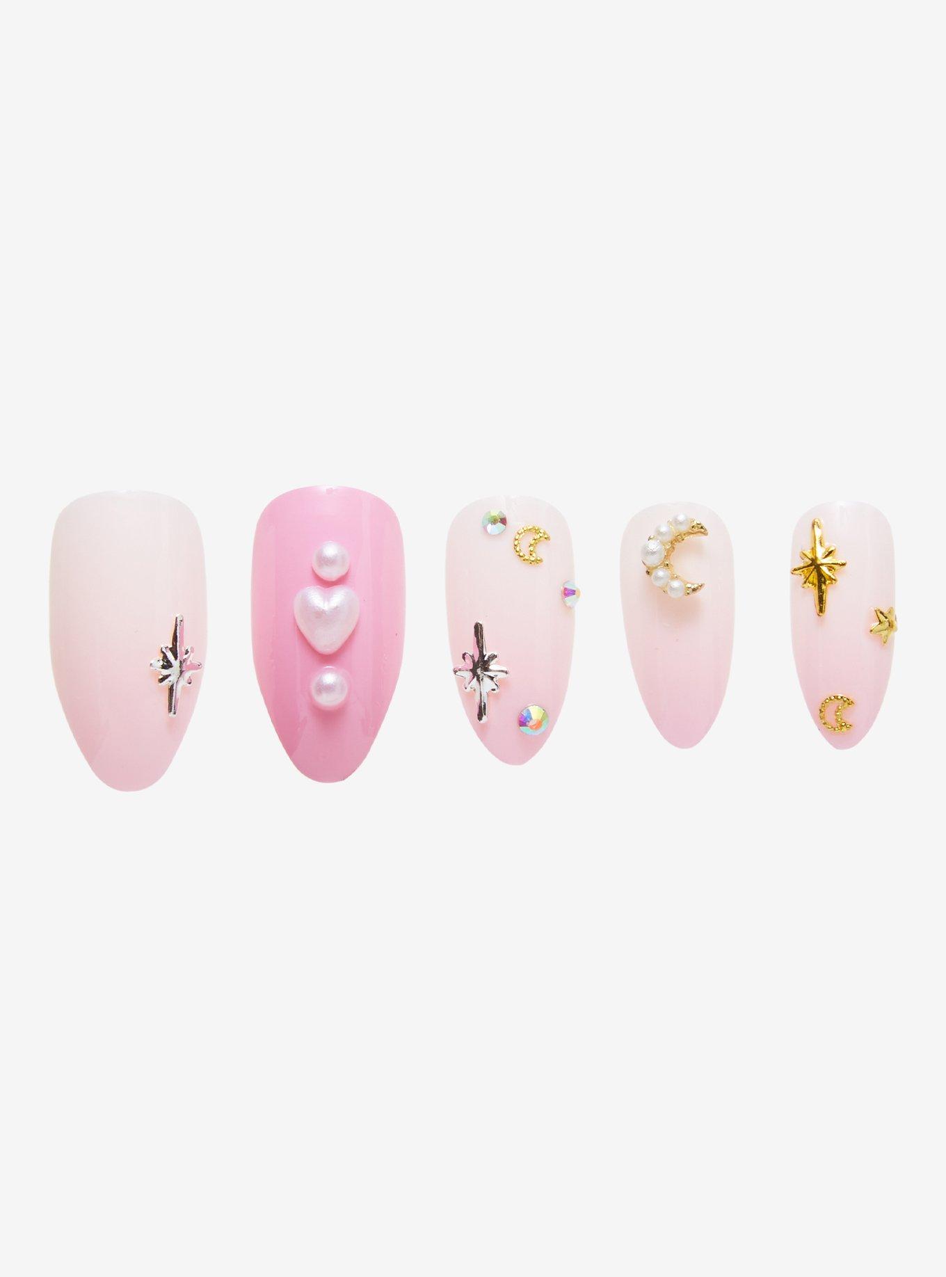 Blackheart Pink Celestial Faux Nail Set, , alternate