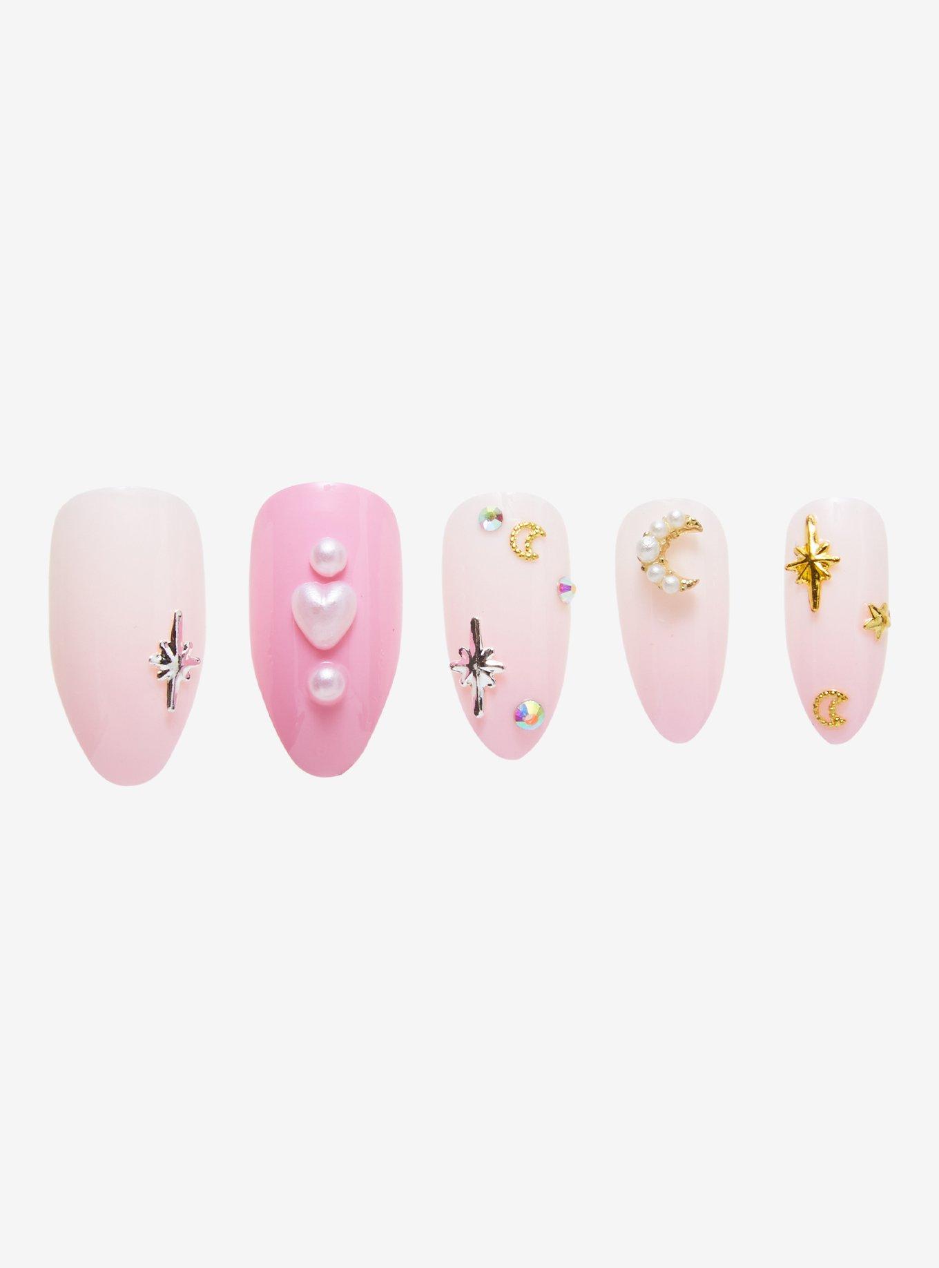 Blackheart Pink Celestial Faux Nail Set, , hi-res