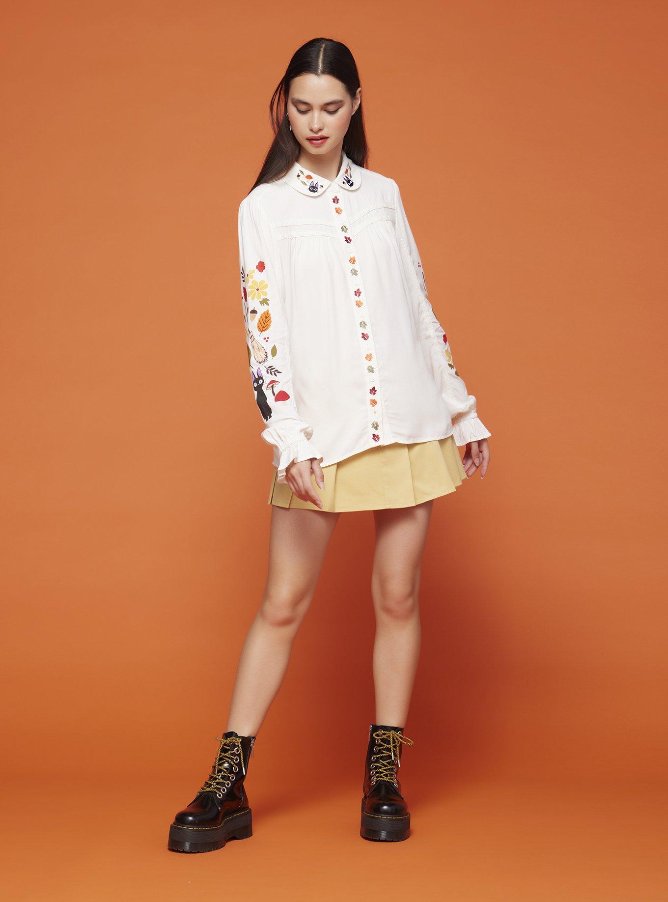 Her Universe Studio Ghibli Kiki's Delivery Service Autumn Girls Long-Sleeve Woven Button-Up, MULTI, alternate