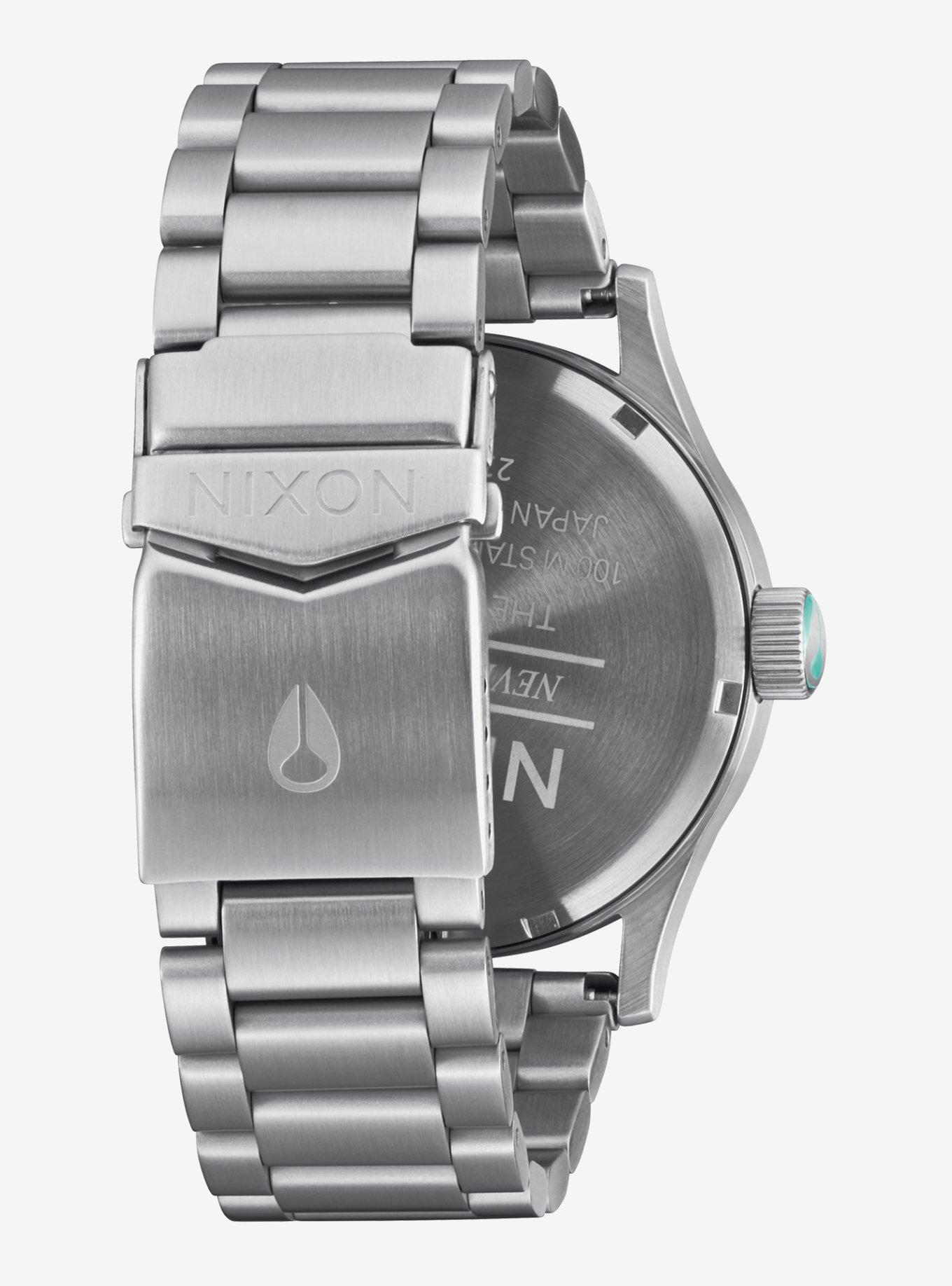 Nixon Sentry Stainless Steel Silver x Turquoise Watch, , hi-res