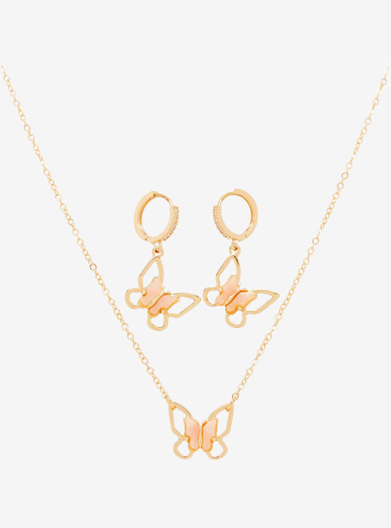 Butterfly Necklace & Earring Set - BoxLunch Exclusive, , hi-res