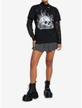 Skull Roots Lace Girls Long-Sleeve Twofer T-Shirt By Ghoulish Bunny Studios, BLACK, alternate