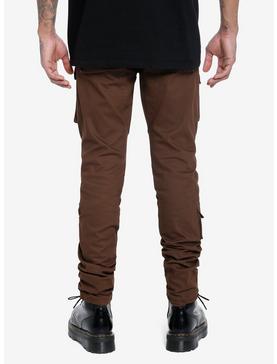 Brown Fitted Cargo Pants, , hi-res