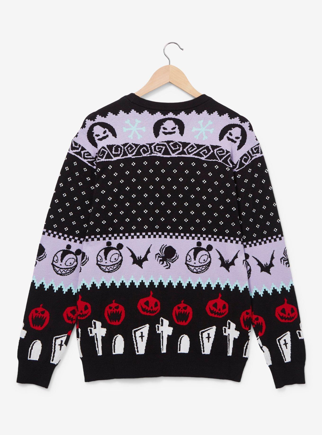 Disney The Nightmare Before Christmas Lock, Shock & Barrel Patterned Sweater - BoxLunch Exclusive, MULTI, alternate