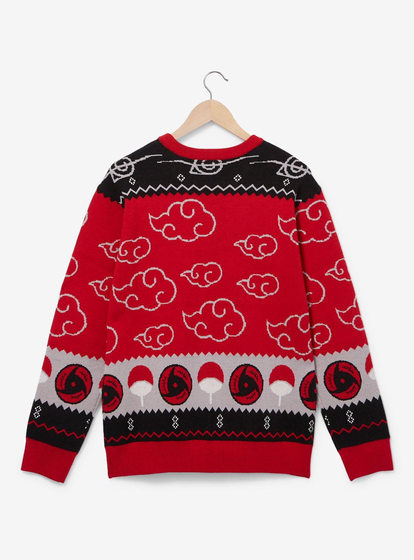 Naruto Shippuden Itachi Akatsuki Cloud Holiday Sweater - BoxLunch Exclusive, RED, alternate
