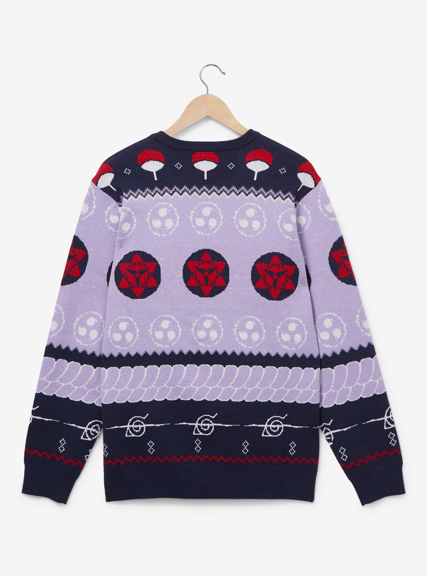 Naruto Shippuden Sasuke Uchiha Holiday Sweater - BoxLunch Exclusive, LILAC, alternate
