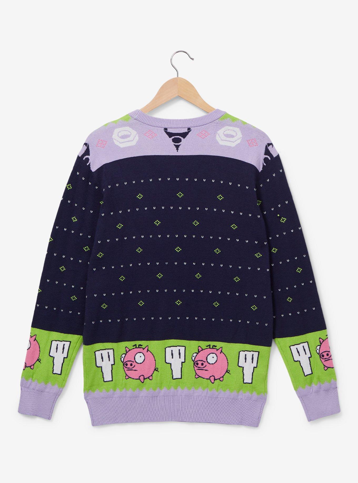 Invader Zim GIR and Zim Merry Platypus Holiday Sweater - BoxLunch Exclusive, LILAC, alternate