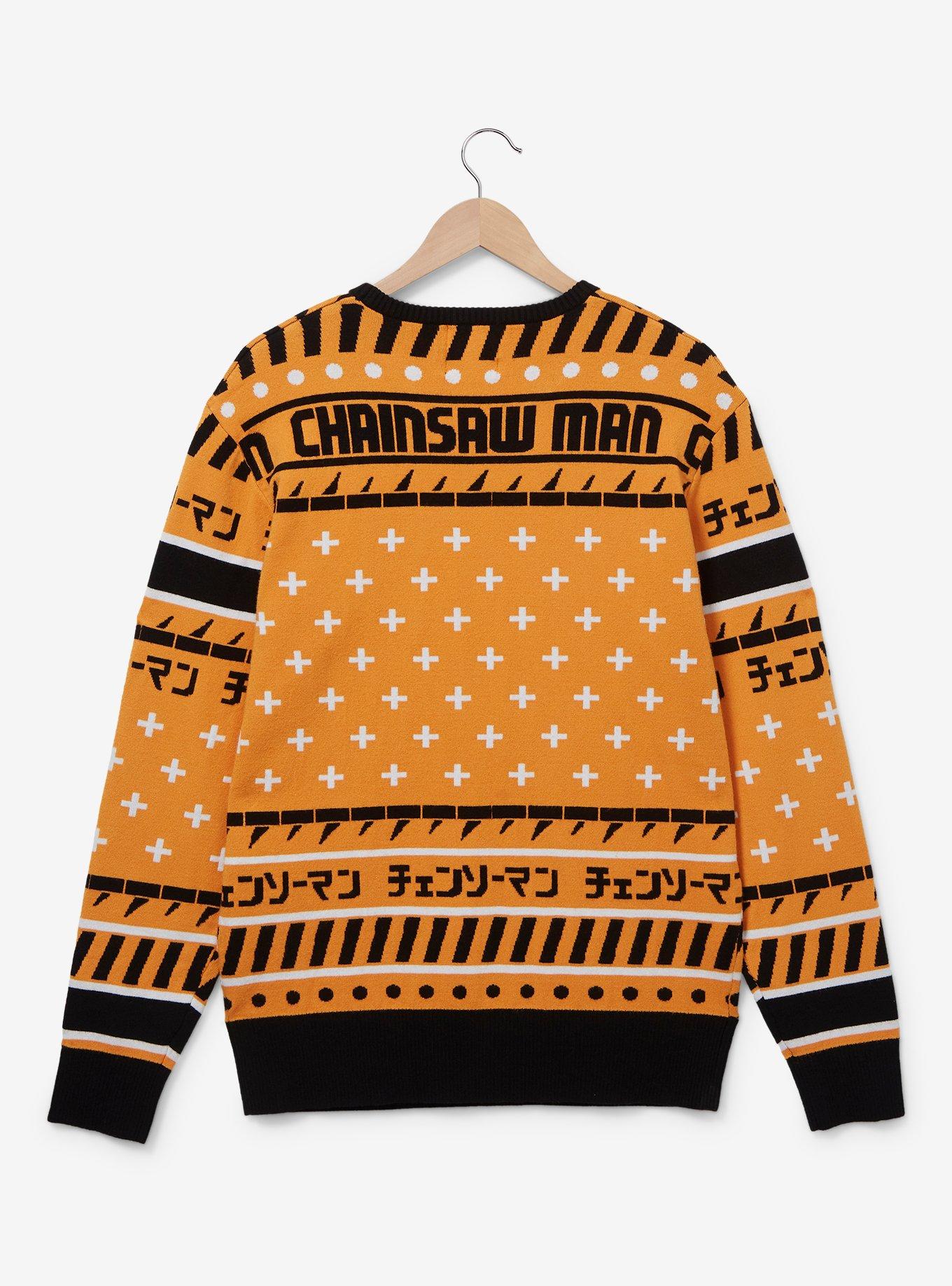 Chainsaw Man Chibi Pochita Holiday Sweater - BoxLunch Exclusive, ORANGE, alternate